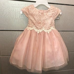 Rare Editions Blush Glitter Lace Dress 18 Months